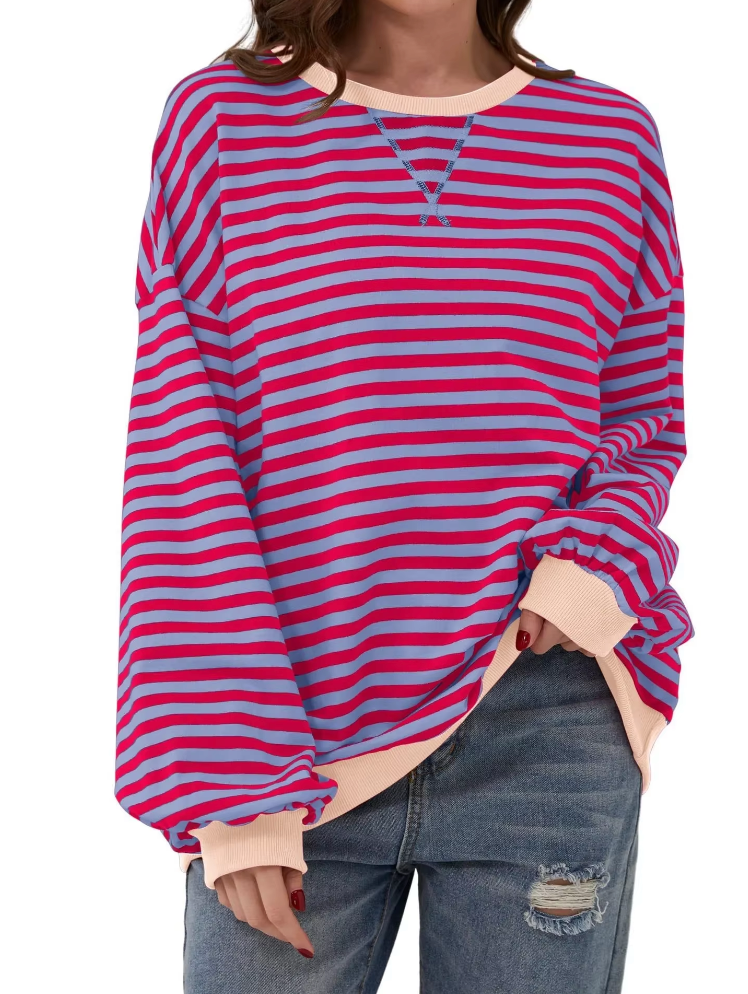 Randig tröja | Långärmad | Pullover | Oversized Sweatshirt | Damkläder-Eva Jonsson