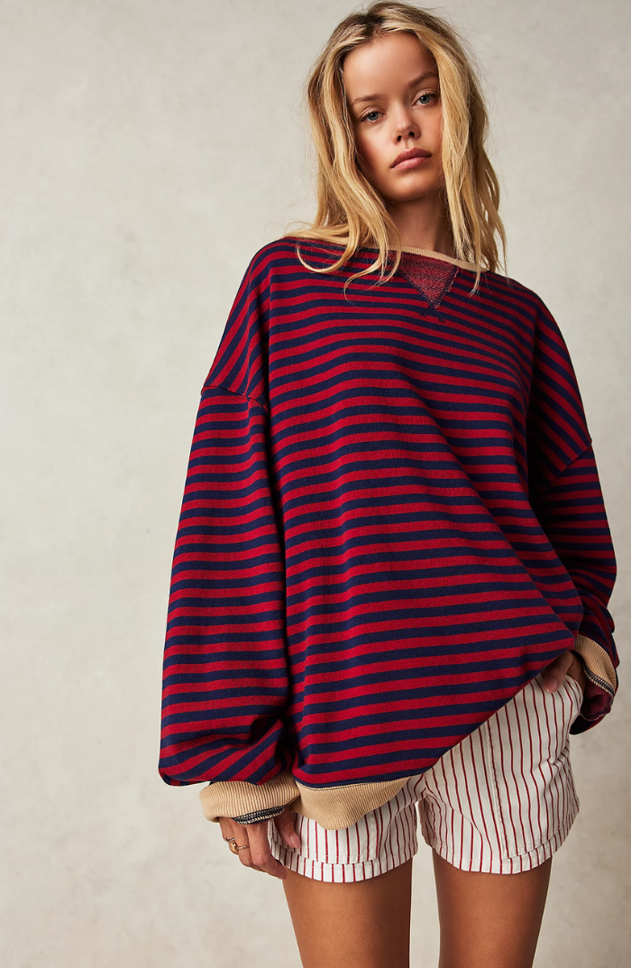 Randig tröja | Långärmad | Pullover | Oversized Sweatshirt | Damkläder-Eva Jonsson