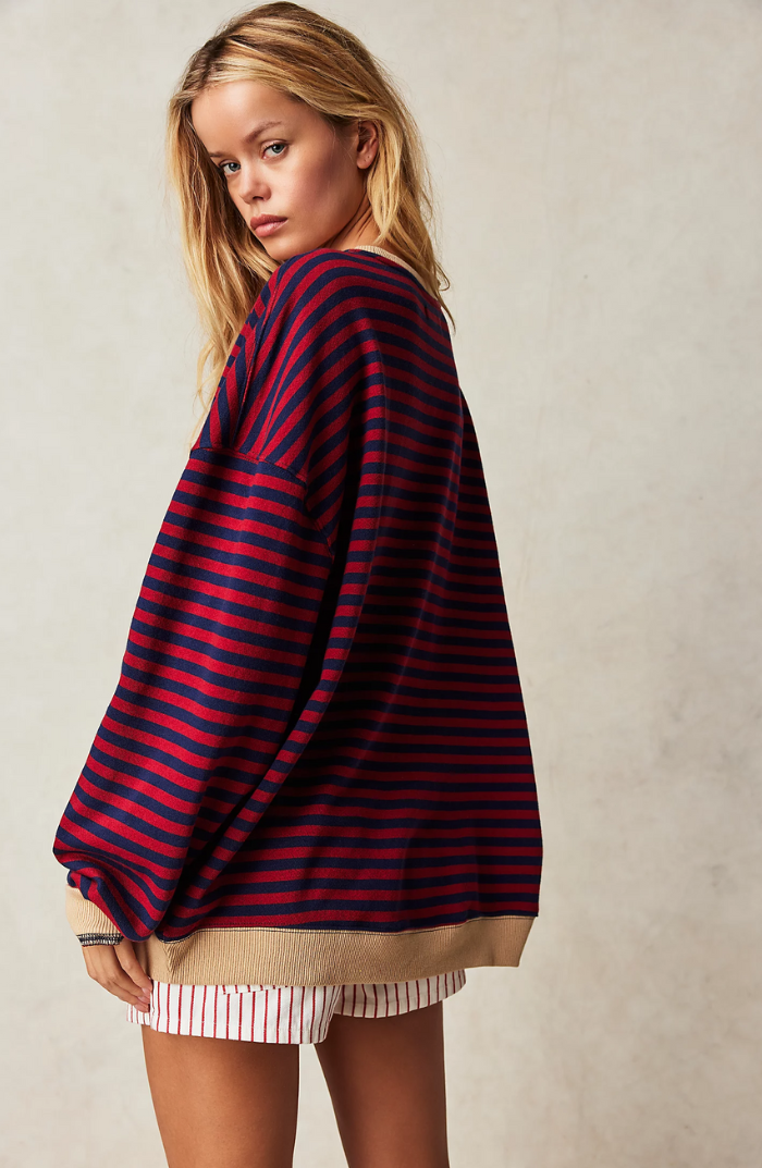 Randig tröja | Långärmad | Pullover | Oversized Sweatshirt | Damkläder-Eva Jonsson