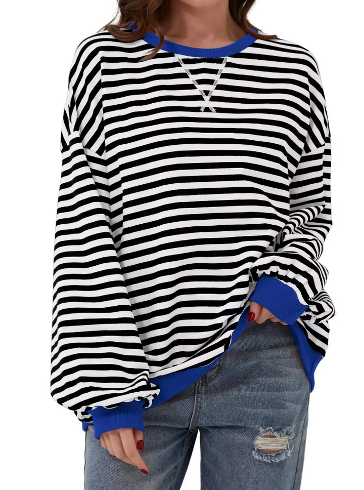 Randig tröja | Långärmad | Pullover | Oversized Sweatshirt | Damkläder-Eva Jonsson
