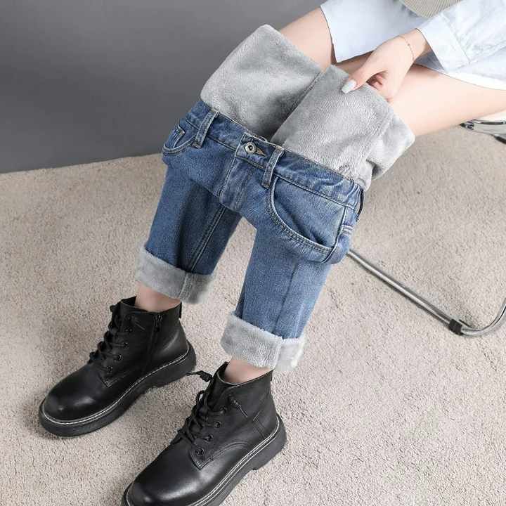 Regina Winter Jeans | Jeans med hög midja och fleecelinning för kvinnor-Eva Jonsson