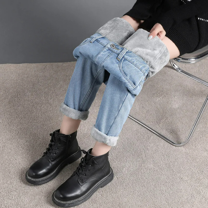 Regina Winter Jeans | Jeans med hög midja och fleecelinning för kvinnor-Eva Jonsson
