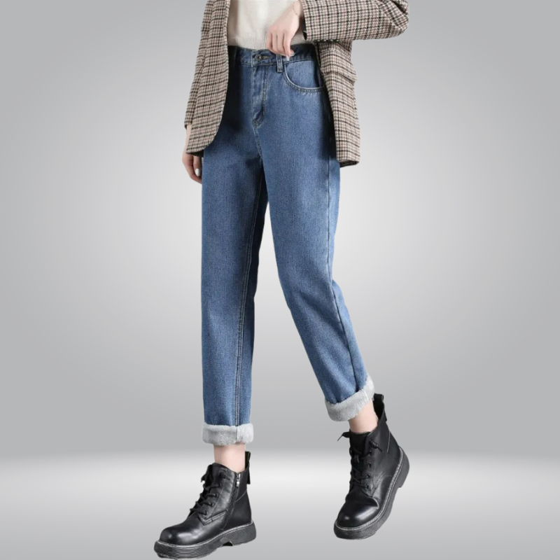Regina Winter Jeans | Jeans med hög midja och fleecelinning för kvinnor-Eva Jonsson