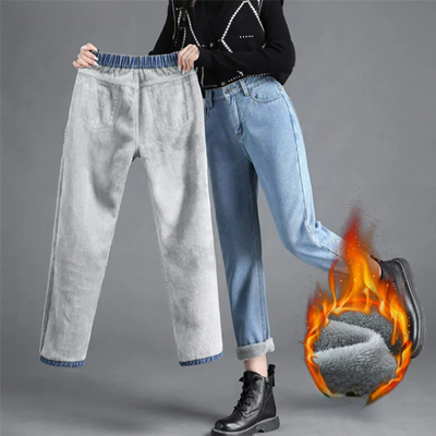 Regina Winter Jeans | Jeans med hög midja och fleecelinning för kvinnor-Eva Jonsson