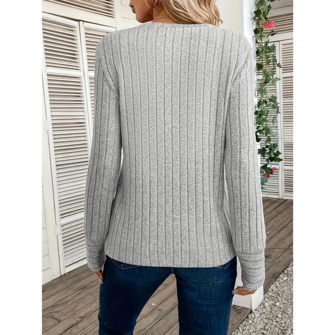 Ribbad tröja - Pullover - Loose Fit - Långärmad topp - Damkläder-Eva Jonsson