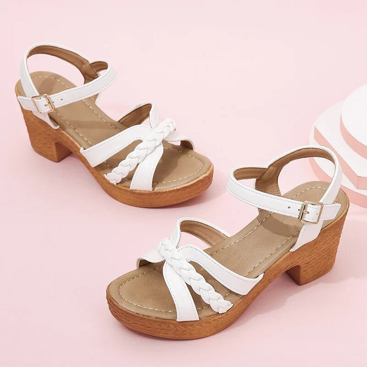 Sandaler med klack - Sandaler med öppen tå och ankelrem för kvinnor-Eva Jonsson