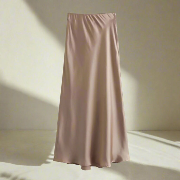 Satinkjol – Damkjol i silkesatin med hög midja och midi-längd-Eva Jonsson
