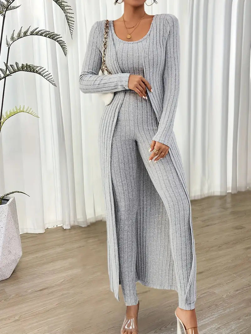 Selja Loungewear-set | Ribbad 3-delad outfit för kvinnor-Eva Jonsson