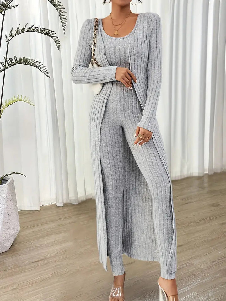 Selja Loungewear-set | Ribbad 3-delad outfit för kvinnor-Eva Jonsson