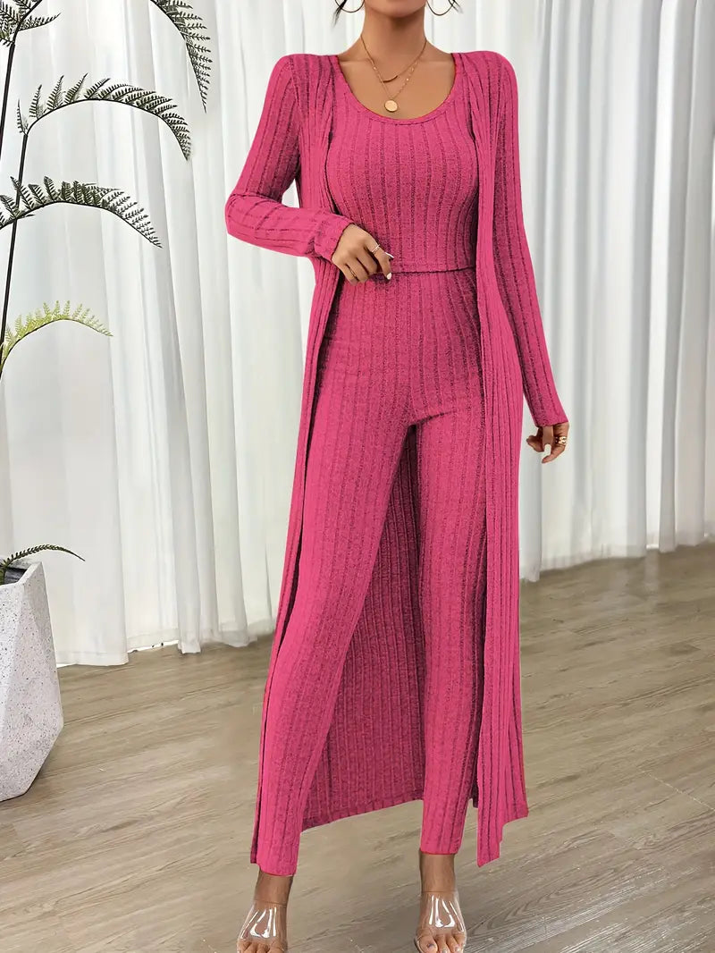Selja Loungewear-set | Ribbad 3-delad outfit för kvinnor-Eva Jonsson