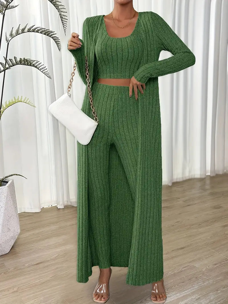 Selja Loungewear-set | Ribbad 3-delad outfit för kvinnor-Eva Jonsson