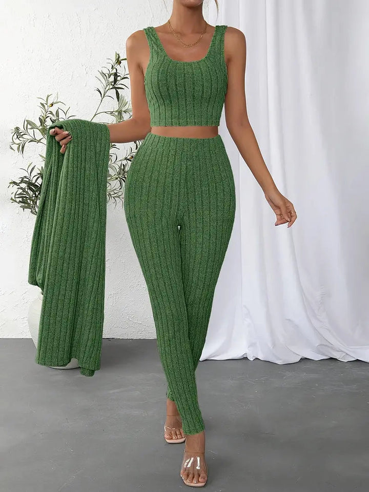 Selja Loungewear-set | Ribbad 3-delad outfit för kvinnor-Eva Jonsson