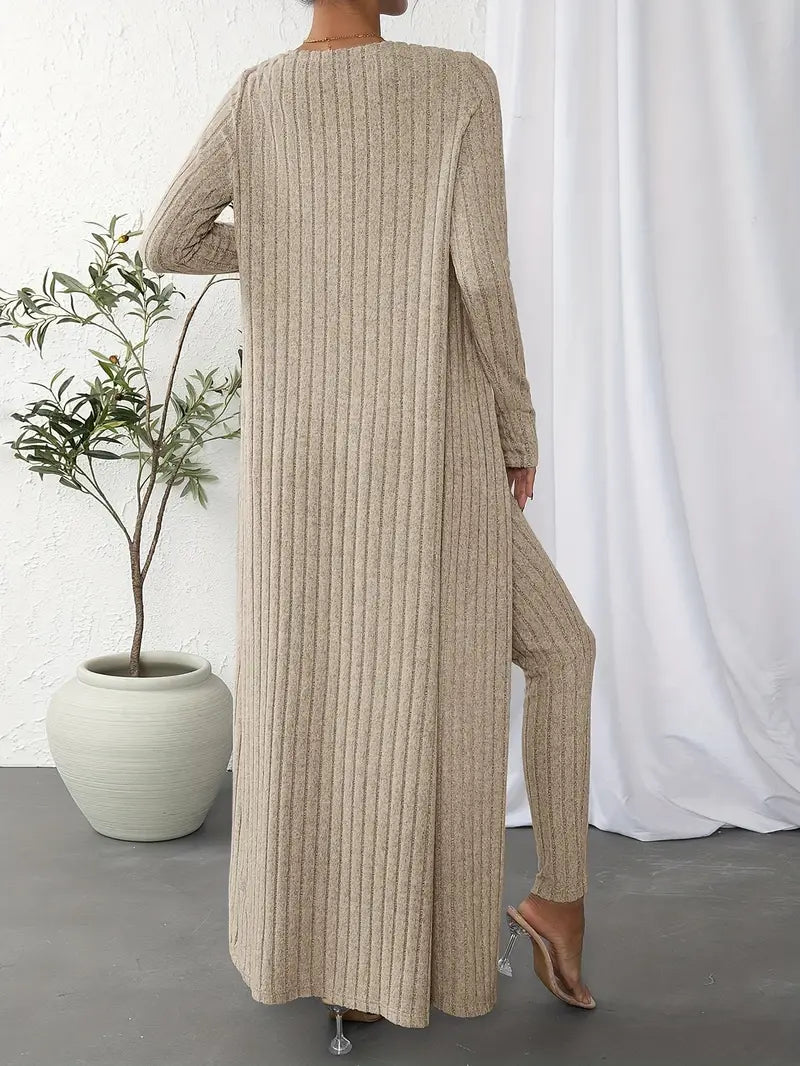 Selja Loungewear-set | Ribbad 3-delad outfit för kvinnor-Eva Jonsson