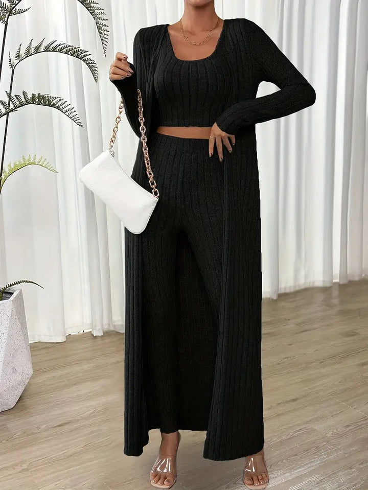 Selja Loungewear-set | Ribbad 3-delad outfit för kvinnor-Eva Jonsson