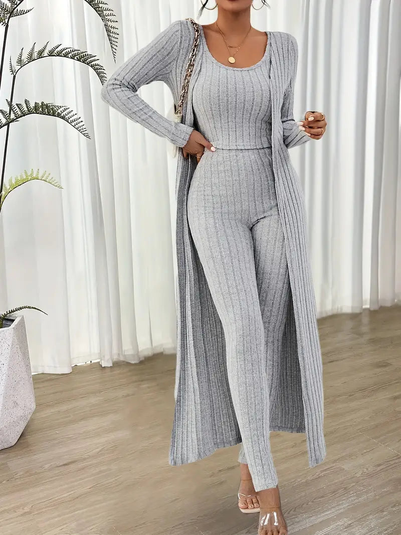 Selja Loungewear-set | Ribbad 3-delad outfit för kvinnor-Eva Jonsson