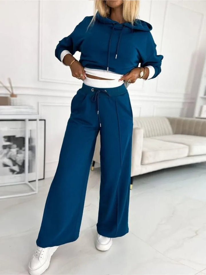 Set med huvtröja och joggare - Cropped - Vida ben - Sweatshirt - Co-Ord Sets Dam-Eva Jonsson