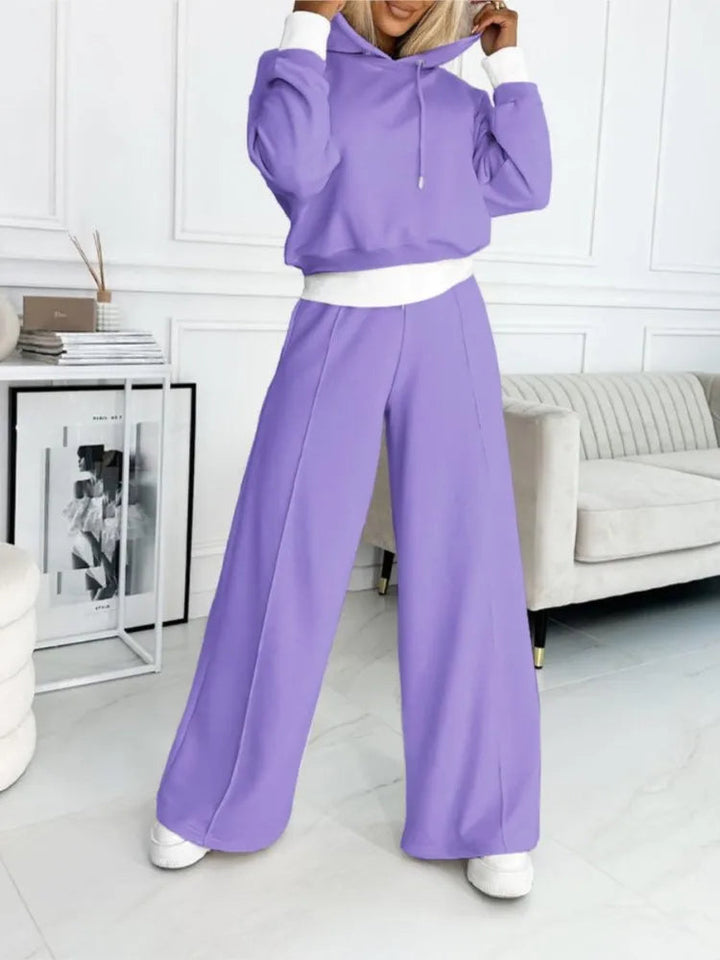 Set med huvtröja och joggare - Cropped - Vida ben - Sweatshirt - Co-Ord Sets Dam-Eva Jonsson