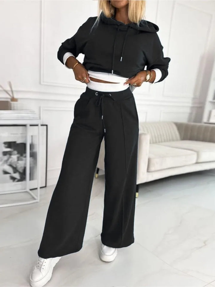 Set med huvtröja och joggare - Cropped - Vida ben - Sweatshirt - Co-Ord Sets Dam-Eva Jonsson