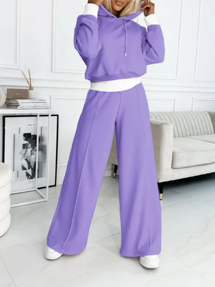 Set med huvtröja och joggare - Cropped - Vida ben - Sweatshirt - Co-Ord Sets Dam-Eva Jonsson