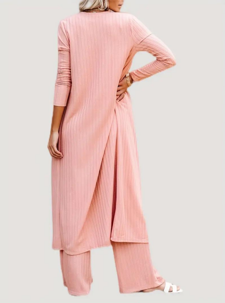 Set med loungekläder, ribbat, tre delar, loungeset, matchande set-Eva Jonsson