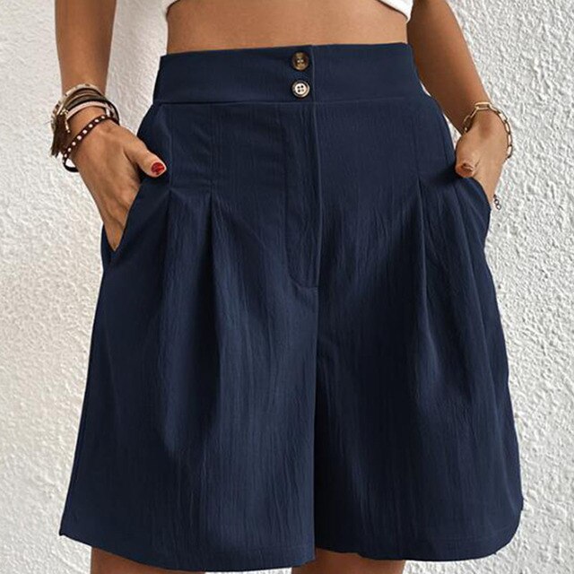 Shorts med hög midja - Flowy - Loose Fit - Sommarshorts - Shorts för Kvinnor-Eva Jonsson