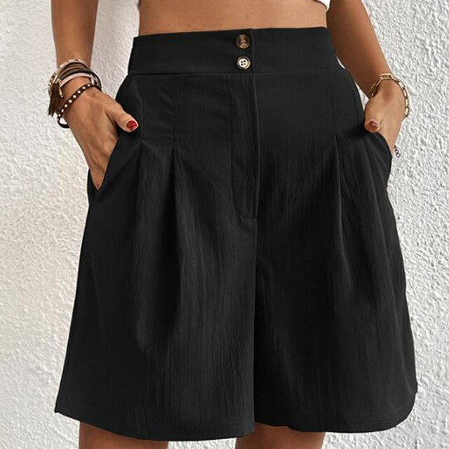 Shorts med hög midja - Flowy - Loose Fit - Sommarshorts - Shorts för Kvinnor-Eva Jonsson
