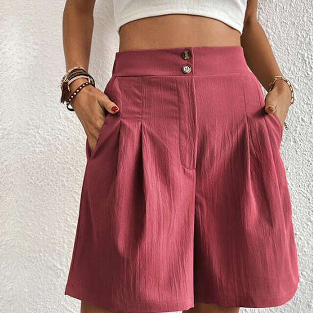 Shorts med hög midja - Flowy - Loose Fit - Sommarshorts - Shorts för Kvinnor-Eva Jonsson