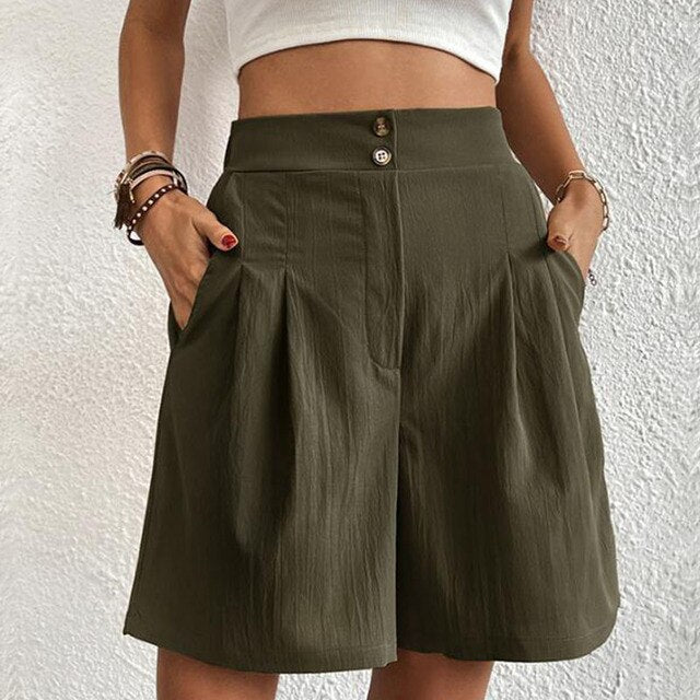 Shorts med hög midja - Flowy - Loose Fit - Sommarshorts - Shorts för Kvinnor-Eva Jonsson