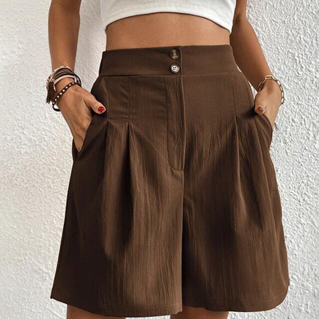 Shorts med hög midja - Flowy - Loose Fit - Sommarshorts - Shorts för Kvinnor-Eva Jonsson