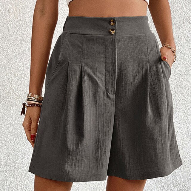 Shorts med hög midja - Flowy - Loose Fit - Sommarshorts - Shorts för Kvinnor-Eva Jonsson