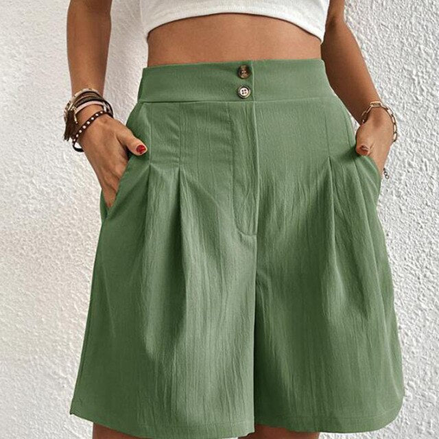 Shorts med hög midja - Flowy - Loose Fit - Sommarshorts - Shorts för Kvinnor-Eva Jonsson
