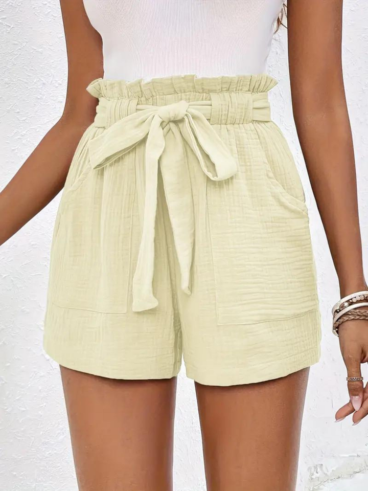 Shorts med hög midja - bomull - fickor - linneshorts - sommarkläder-Eva Jonsson