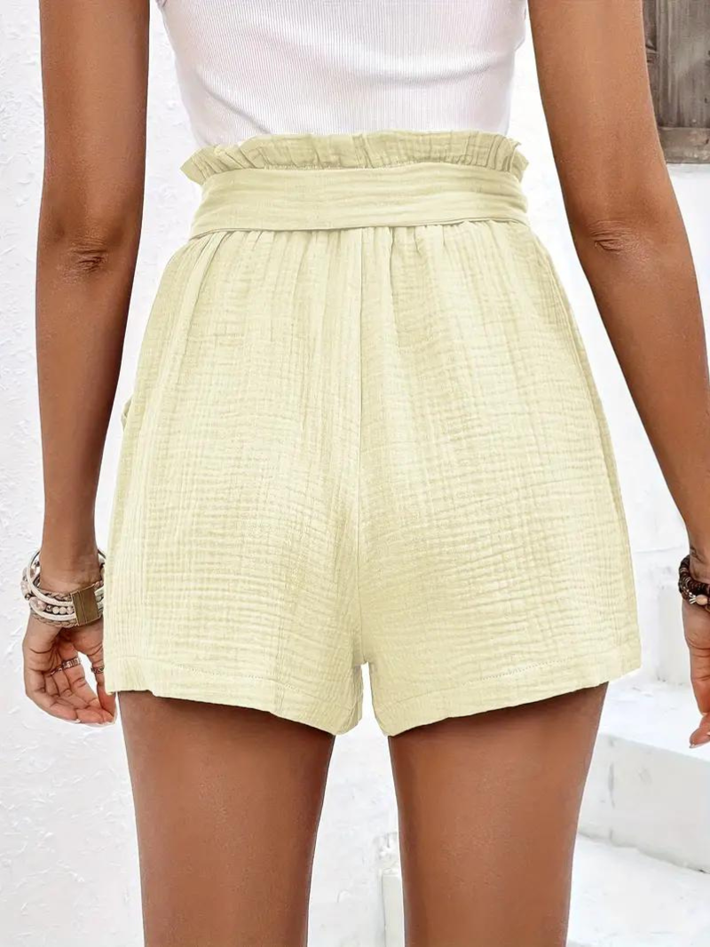 Shorts med hög midja - bomull - fickor - linneshorts - sommarkläder-Eva Jonsson