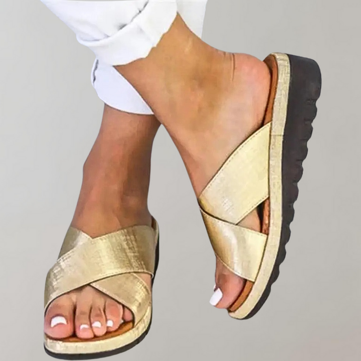 Slip-On Sandals - Damsandaler med gummisula och låg kil för sommaren-Eva Jonsson