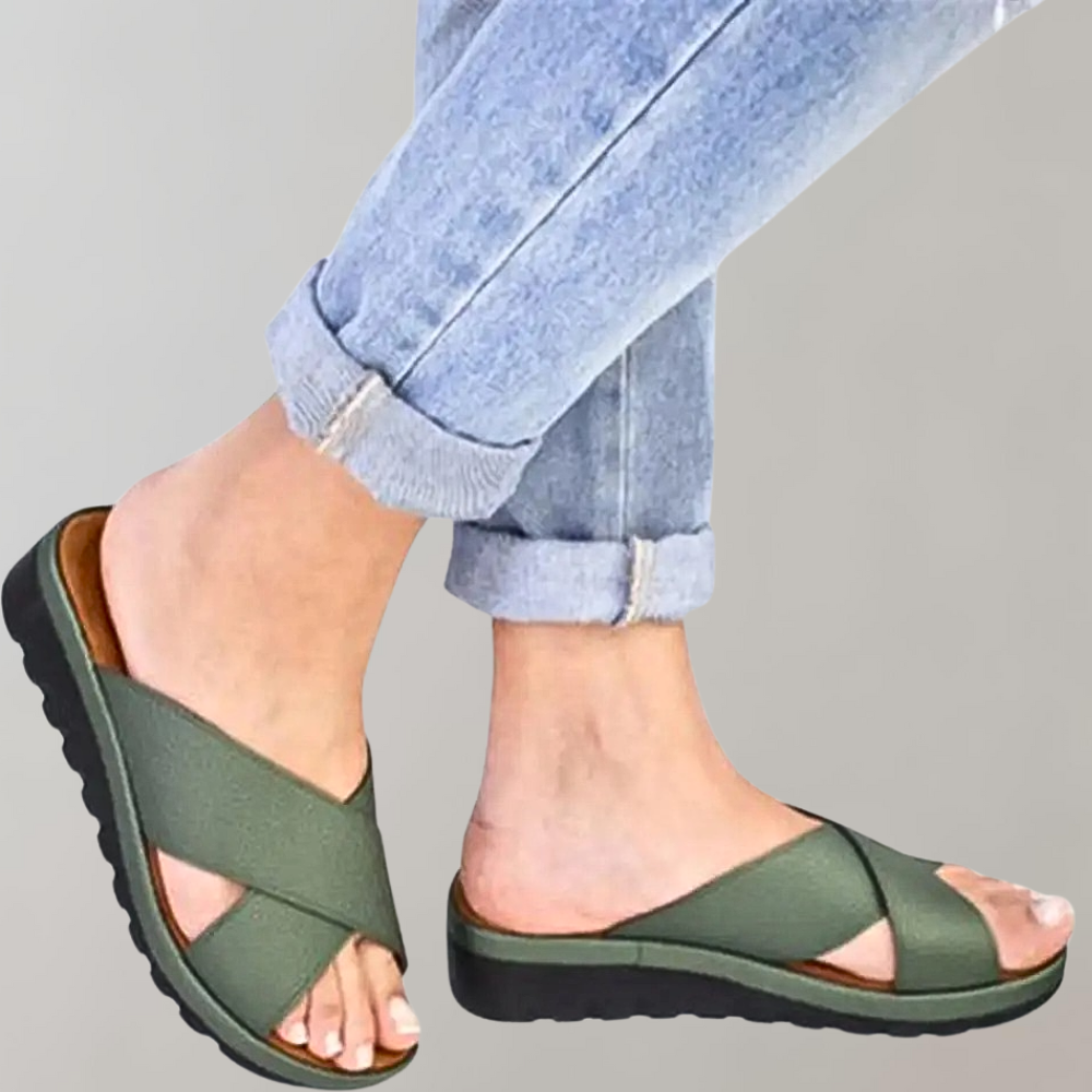 Slip-On Sandals - Damsandaler med gummisula och låg kil för sommaren-Eva Jonsson