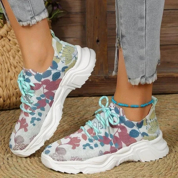 Slip-On Sneakers - Blommor - Walking - Mesh Sneakers - Träningsskor för kvinnor-Eva Jonsson