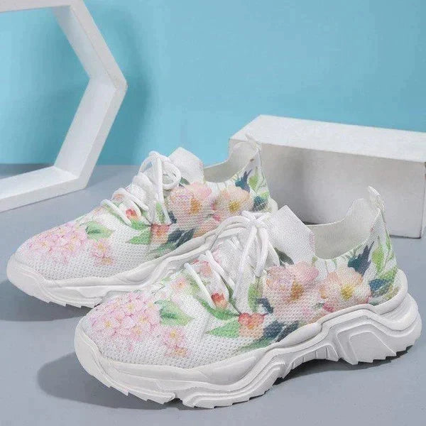 Slip-On Sneakers - Blommor - Walking - Mesh Sneakers - Träningsskor för kvinnor-Eva Jonsson