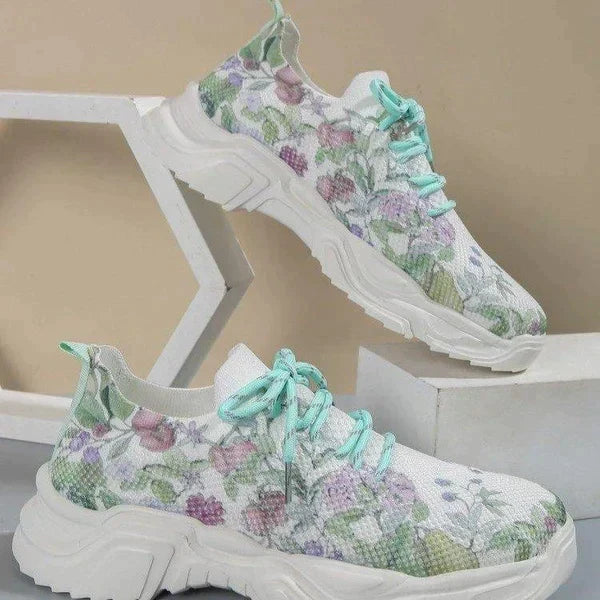 Slip-On Sneakers - Blommor - Walking - Mesh Sneakers - Träningsskor för kvinnor-Eva Jonsson