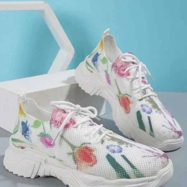 Slip-On Sneakers - Blommor - Walking - Mesh Sneakers - Träningsskor för kvinnor-Eva Jonsson