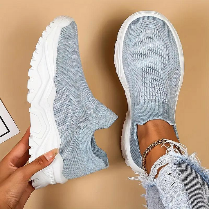 Slip On Sneakers, Stickade, Andningsbara, Ortopediska skor, Damskor-Eva Jonsson