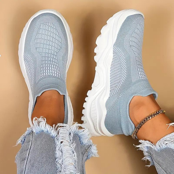 Slip On Sneakers, Stickade, Andningsbara, Ortopediska skor, Damskor-Eva Jonsson