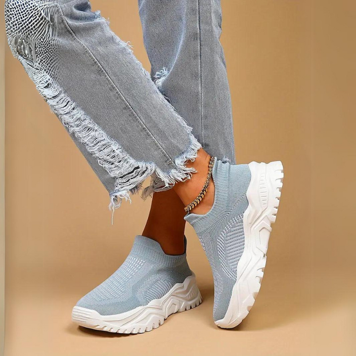 Slip On Sneakers, Stickade, Andningsbara, Ortopediska skor, Damskor-Eva Jonsson