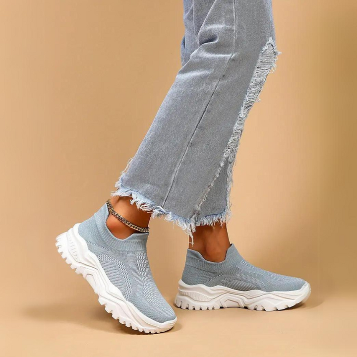 Slip On Sneakers, Stickade, Andningsbara, Ortopediska skor, Damskor-Eva Jonsson
