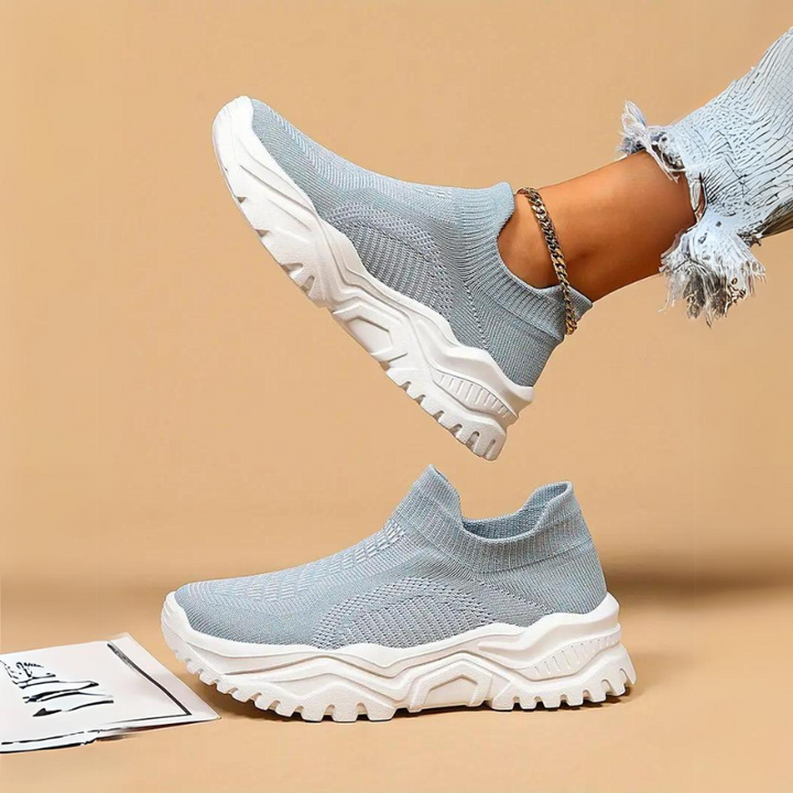Slip On Sneakers, Stickade, Andningsbara, Ortopediska skor, Damskor-Eva Jonsson