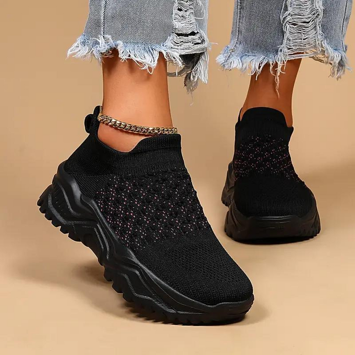 Slip On Sneakers, Stickade, Andningsbara, Ortopediska skor, Damskor-Eva Jonsson