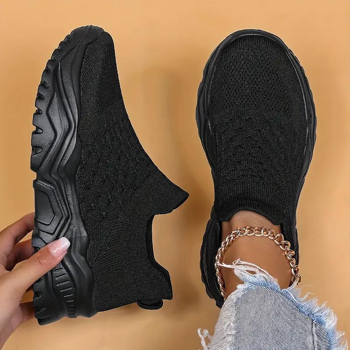 Slip On Sneakers, Stickade, Andningsbara, Ortopediska skor, Damskor-Eva Jonsson