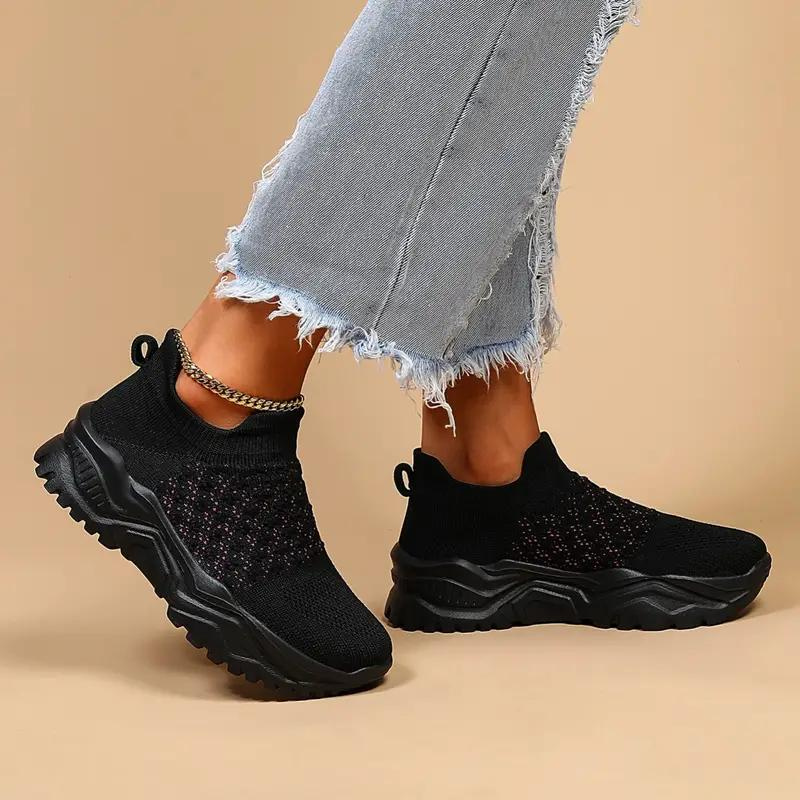 Slip On Sneakers, Stickade, Andningsbara, Ortopediska skor, Damskor-Eva Jonsson
