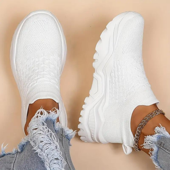 Slip On Sneakers, Stickade, Andningsbara, Ortopediska skor, Damskor-Eva Jonsson