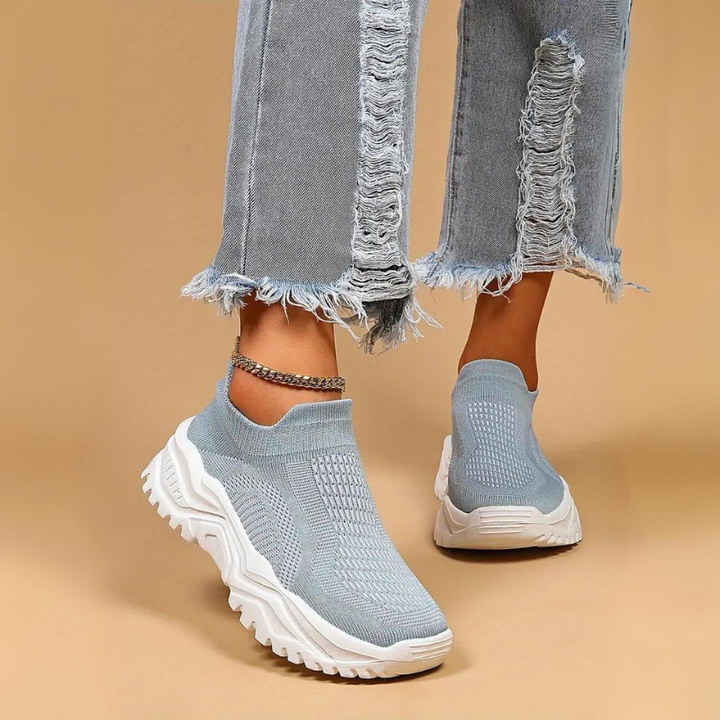 Slip On Sneakers, Stickade, Andningsbara, Ortopediska skor, Damskor-Eva Jonsson
