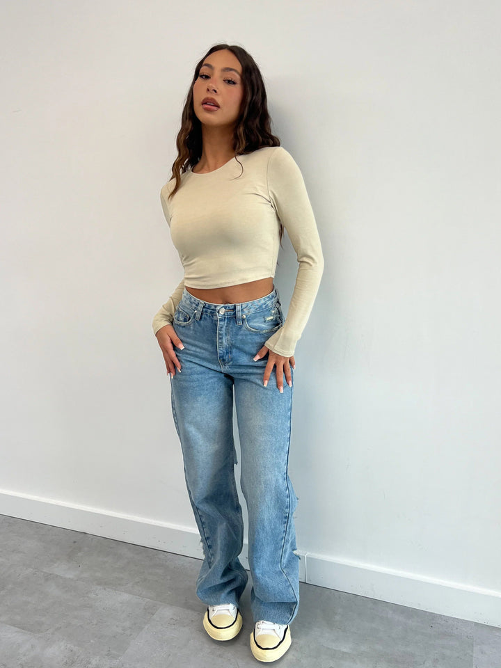 Slitna jeans - Loose Fit - Raka ben - Jeans med hög midja - Damjeans-Eva Jonsson